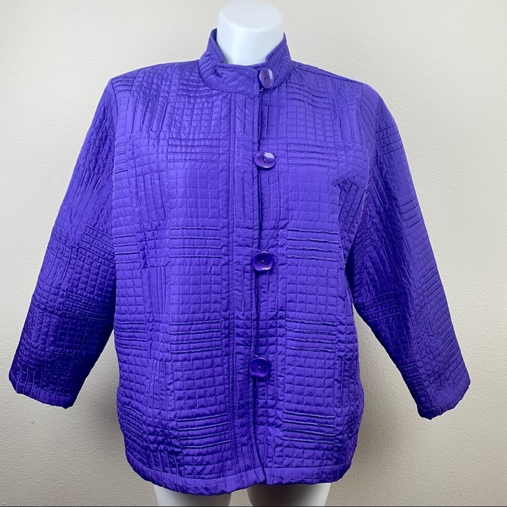 ANALOGY Lightweight Quilted Jacket Purple Plus 1X